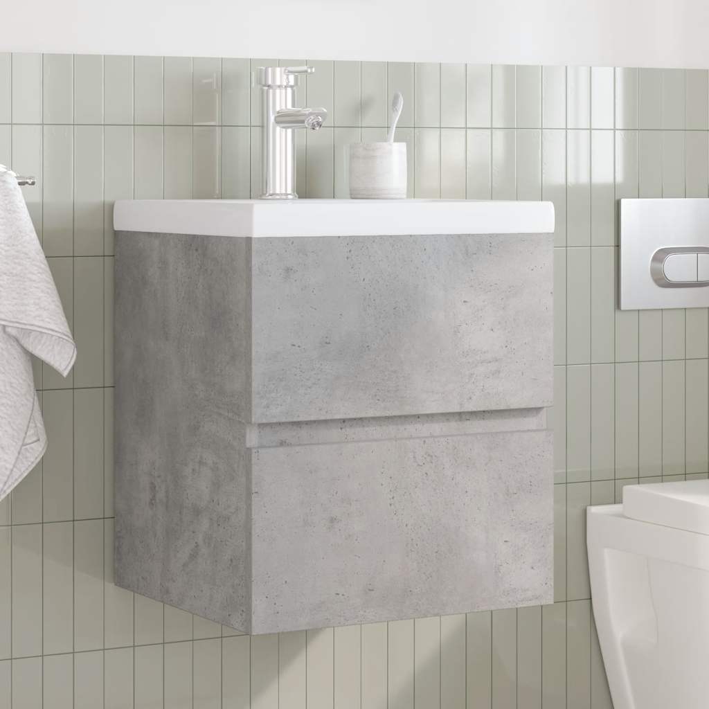 Set Mobili da Bagno 2 pz Grigio Cemento in Legno Multistrato | homemem39