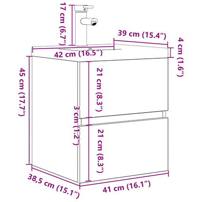Set Mobili da Bagno 2 pz Grigio Cemento in Legno Multistrato | homemem39