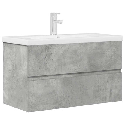 Set Mobili da Bagno 2 pz Grigio Cemento in Legno Multistrato | homemem39