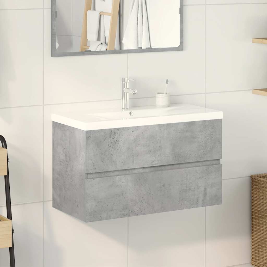 Set Mobili da Bagno 2 pz Grigio Cemento in Legno Multistrato | homemem39