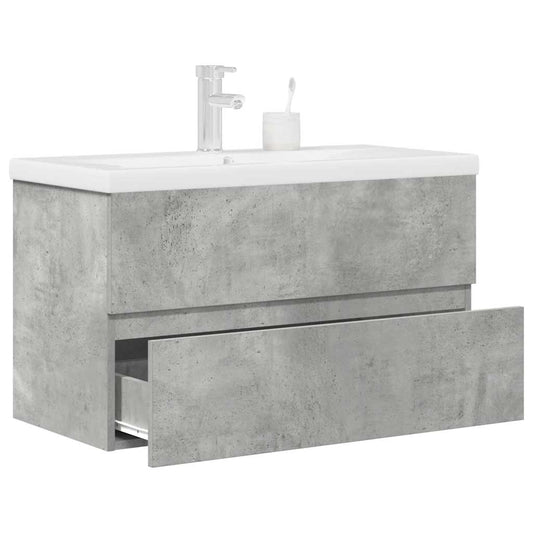 Set Mobili da Bagno 2 pz Grigio Cemento in Legno Multistrato | homemem39