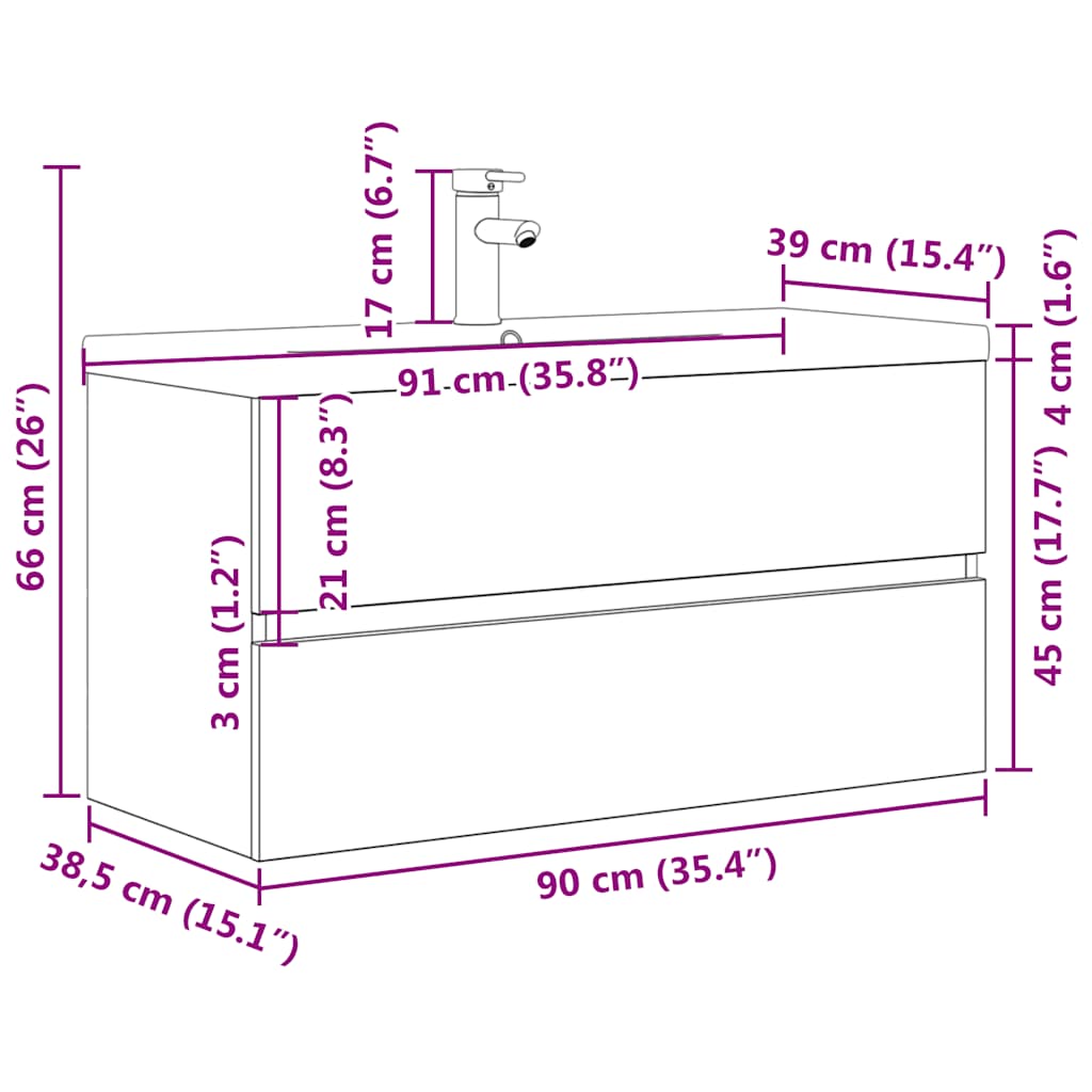 Set Mobili da Bagno 2 pz Grigio Cemento in Legno Multistrato | homemem39