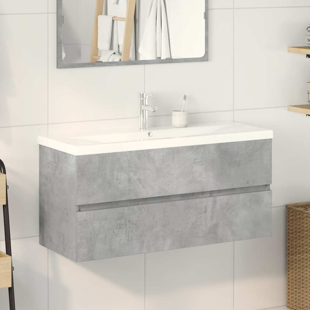 Set Mobili da Bagno 2 pz Grigio Cemento in Legno Multistrato | homemem39