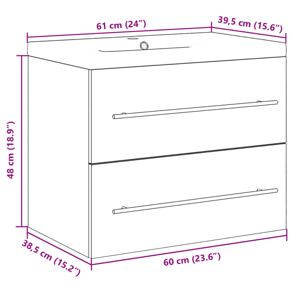 Set Mobili da Bagno 2 pz Grigio Cemento in Legno Multistrato