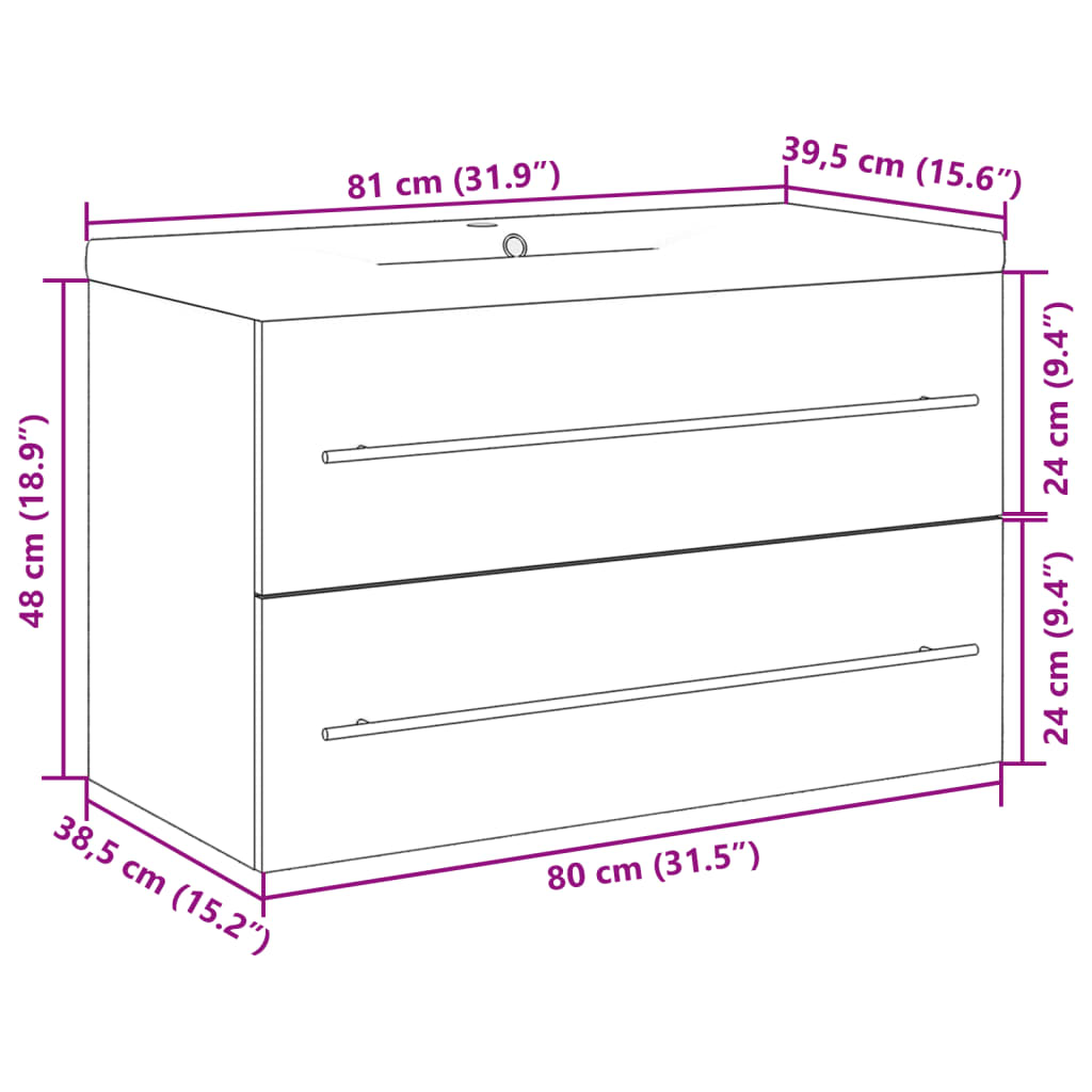 Set Mobili da Bagno 2 pz Grigio Cemento in Legno Multistrato | homemem39