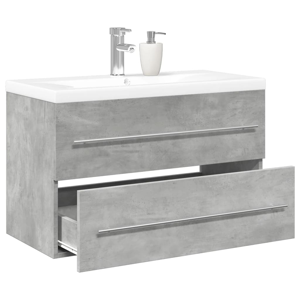 Set Mobili da Bagno 2 pz Grigio Cemento in Legno Multistrato | homemem39