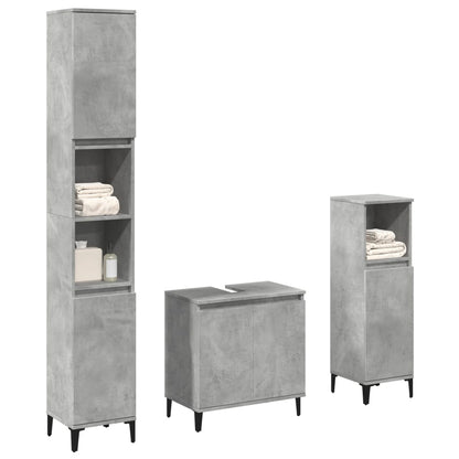 Set Mobili da Bagno 3 pz Grigio Cemento in Legno Multistrato - homemem39