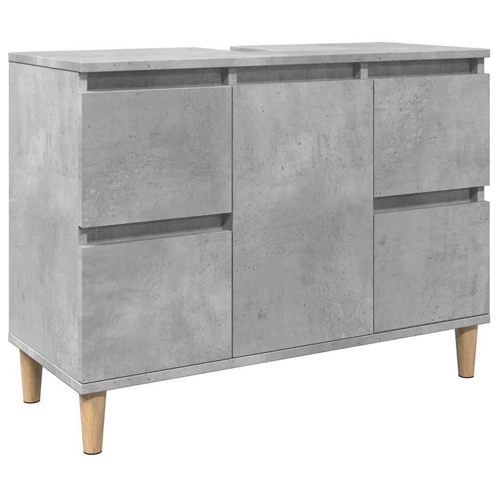 Set Mobili da Bagno 3 pz Grigio Cemento in Legno Multistrato | homemem39