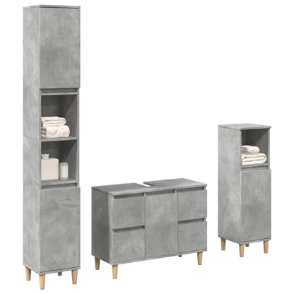 Set Mobili da Bagno 3 pz Grigio Cemento in Legno Multistrato | homemem39
