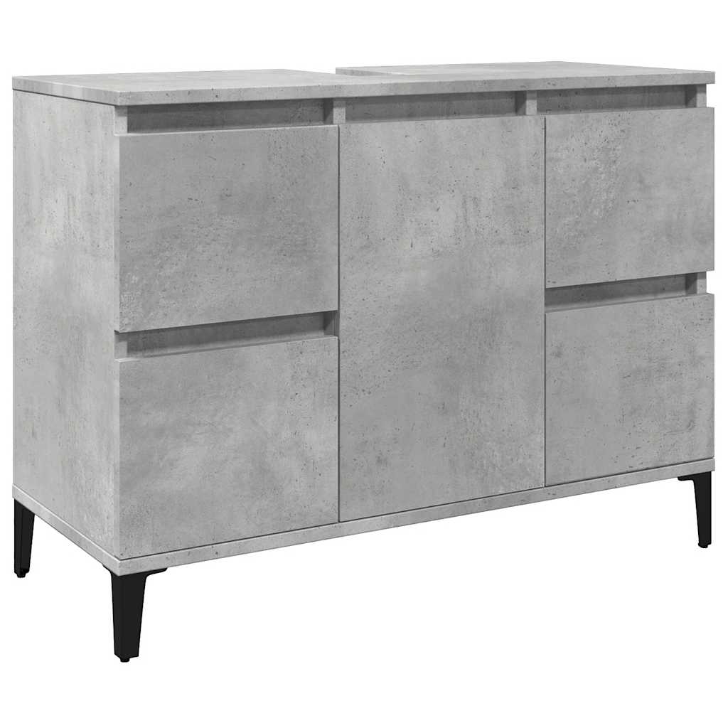 Set Mobili da Bagno 3 pz Grigio Cemento in Legno Multistrato | homemem39