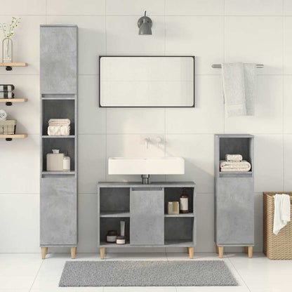 Set Mobili da Bagno 3 pz Grigio Cemento in Legno Multistrato | homemem39