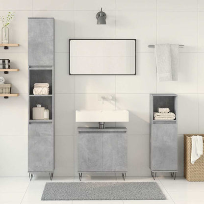 Set Mobili da Bagno 3 pz Grigio Cemento in Legno Multistrato | homemem39