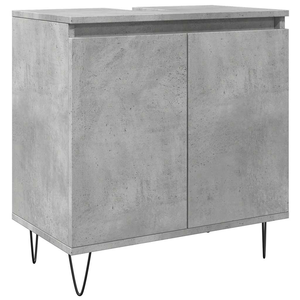 Set Mobili da Bagno 3 pz Grigio Cemento in Legno Multistrato | homemem39