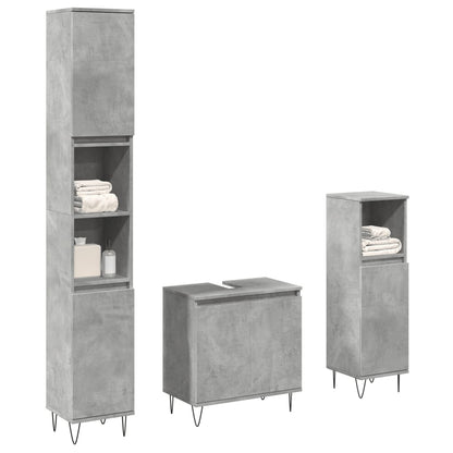 Set Mobili da Bagno 3 pz Grigio Cemento in Legno Multistrato | homemem39