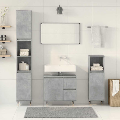 Set Mobili da Bagno 3 pz Grigio Cemento in Legno Multistrato | homemem39