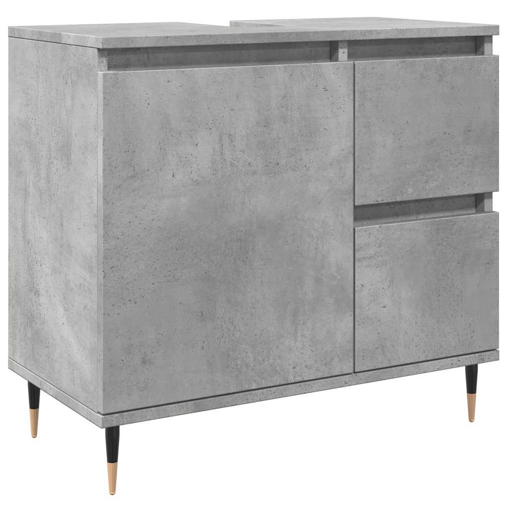 Set Mobili da Bagno 3 pz Grigio Cemento in Legno Multistrato | homemem39