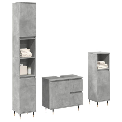 Set Mobili da Bagno 3 pz Grigio Cemento in Legno Multistrato | homemem39