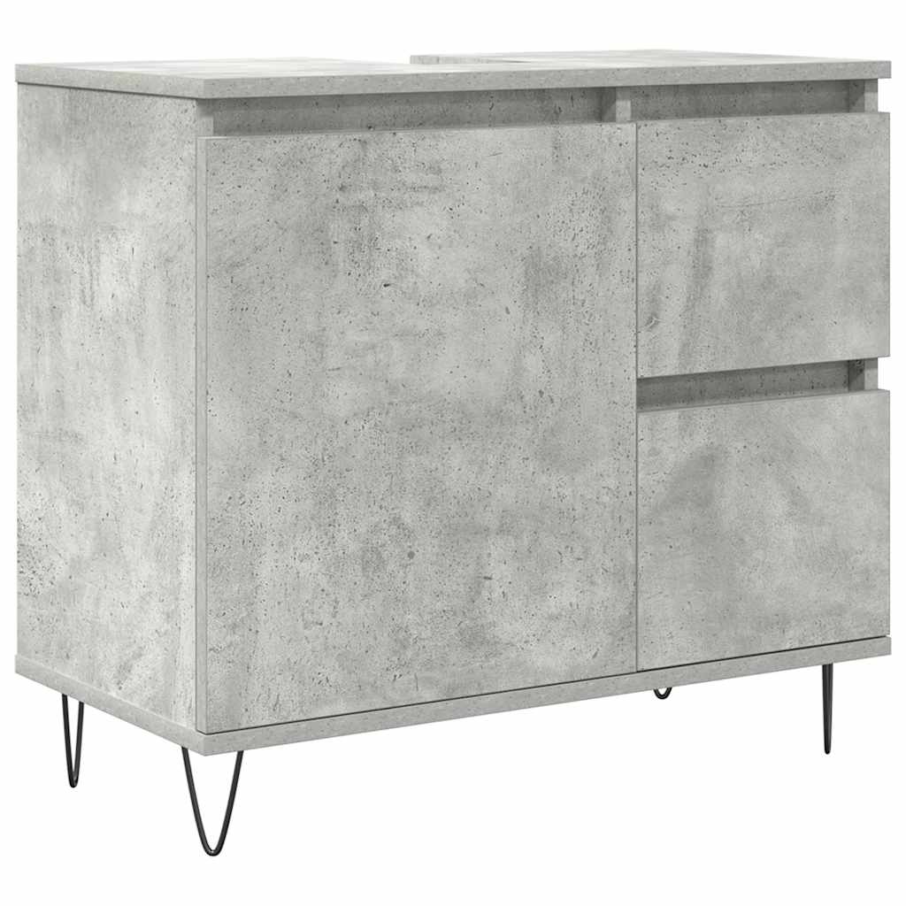 Set Mobili da Bagno 3 pz Grigio Cemento in Legno Multistrato | homemem39