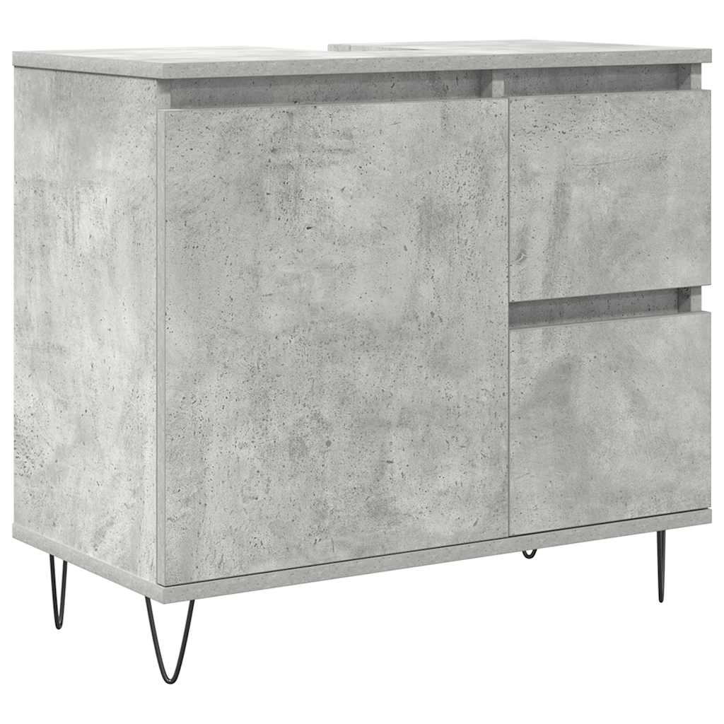 Set Mobili da Bagno 3 pz Grigio Cemento in Legno Multistrato | homemem39