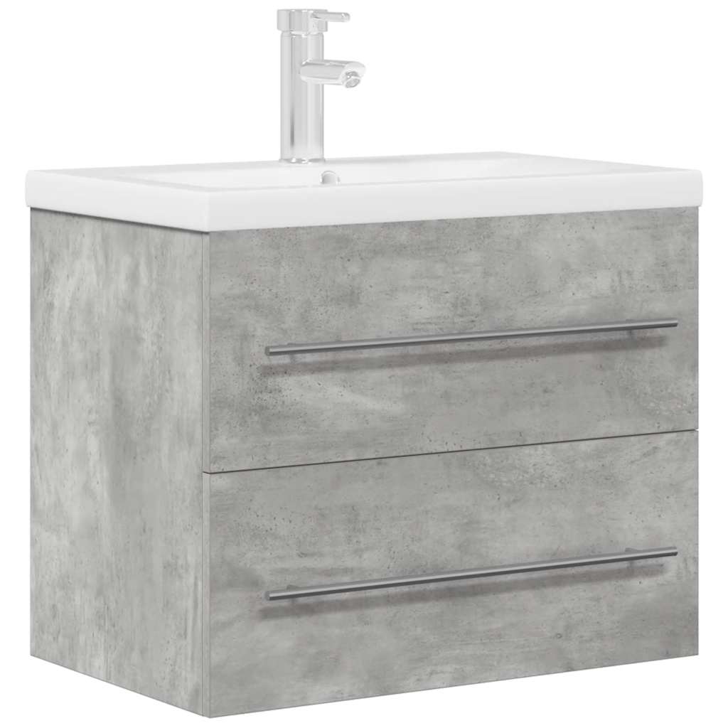 Set Mobili da Bagno 2 pz Grigio Cemento in Legno Multistrato | homemem39
