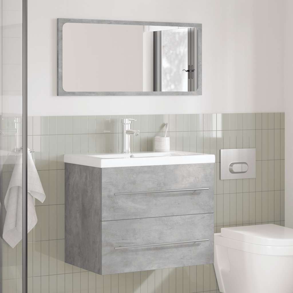 Set Mobili da Bagno 2 pz Grigio Cemento in Legno Multistrato | homemem39