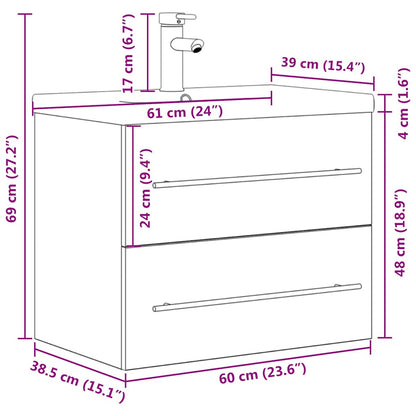 Set Mobili da Bagno 2 pz Grigio Cemento in Legno Multistrato | homemem39