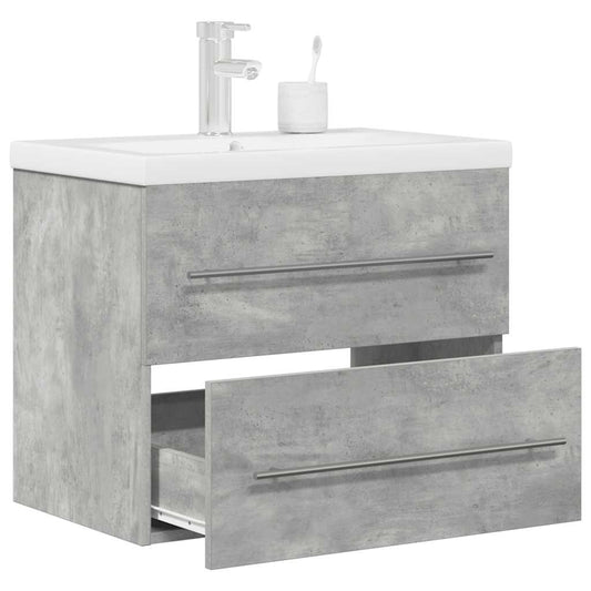 Set Mobili da Bagno 2 pz Grigio Cemento in Legno Multistrato | homemem39