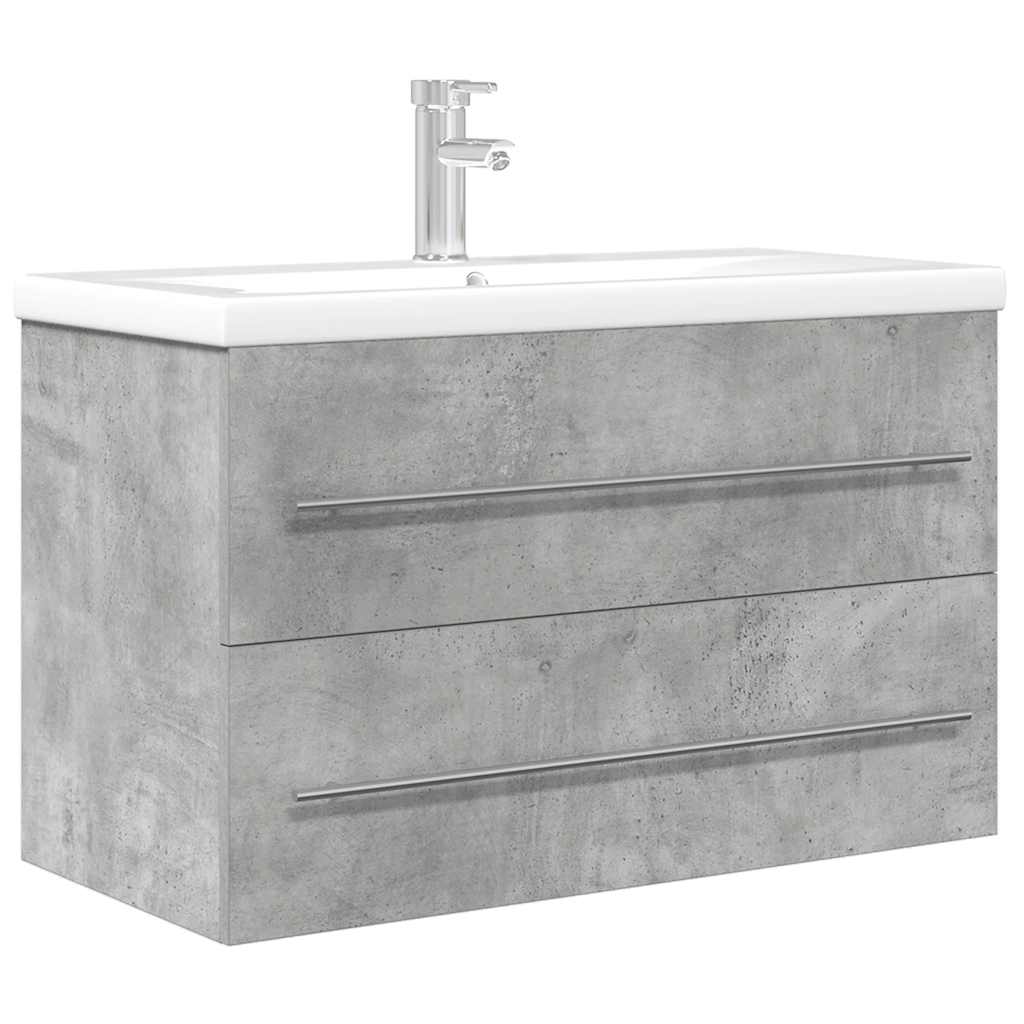 Set Mobili da Bagno 2 pz Grigio Cemento in Legno Multistrato | homemem39