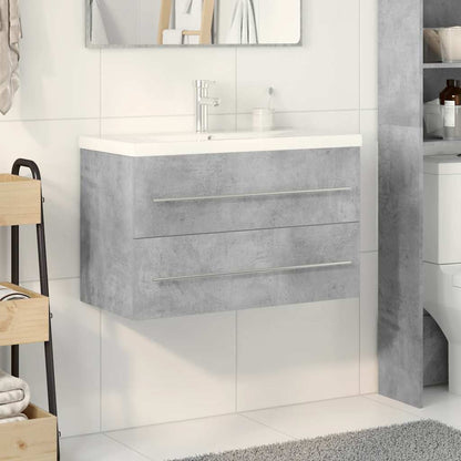 Set Mobili da Bagno 2 pz Grigio Cemento in Legno Multistrato | homemem39
