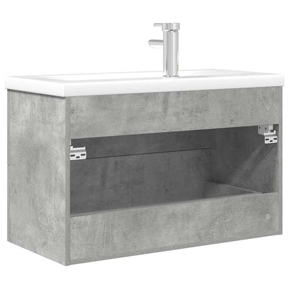 Set Mobili da Bagno 2 pz Grigio Cemento in Legno Multistrato | homemem39