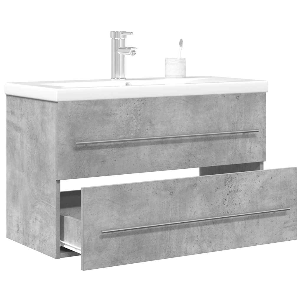Set Mobili da Bagno 2 pz Grigio Cemento in Legno Multistrato | homemem39