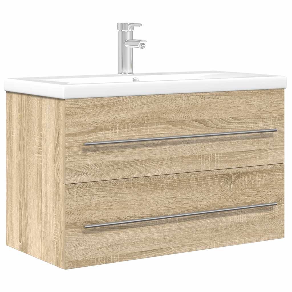 Set Mobili da Bagno 2 pz Rovere Sonoma in Legno Multistrato