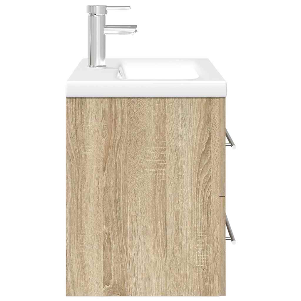 Set Mobili da Bagno 2 pz Rovere Sonoma in Legno Multistrato