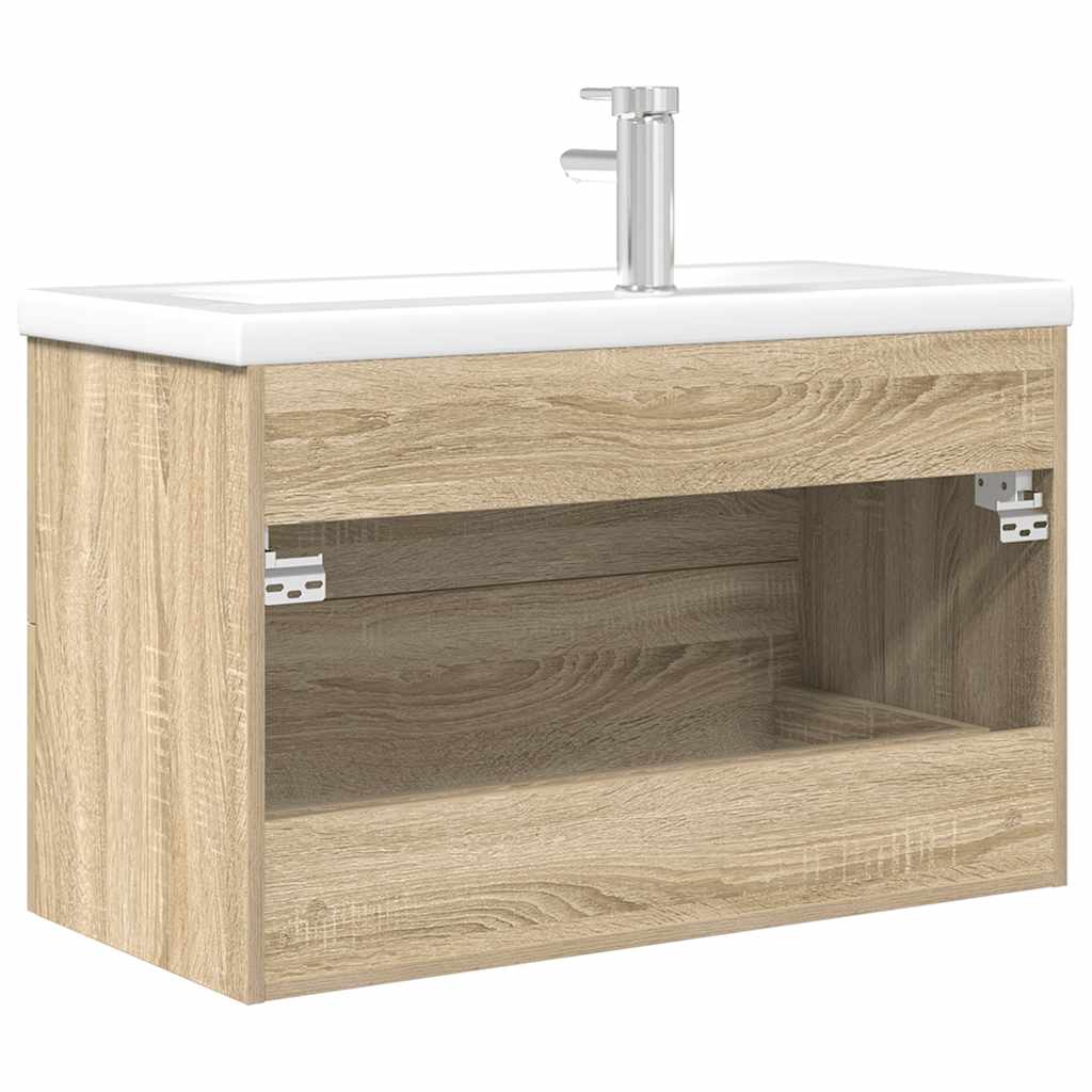 Set Mobili da Bagno 2 pz Rovere Sonoma in Legno Multistrato