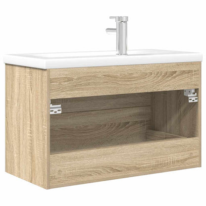 Set Mobili da Bagno 2 pz Rovere Sonoma in Legno Multistrato
