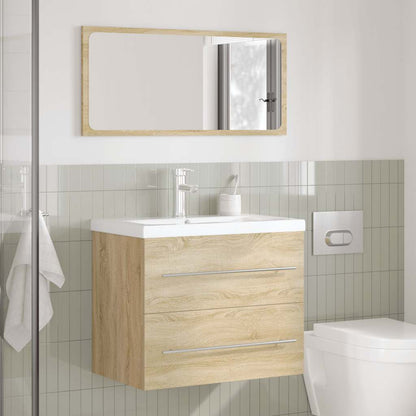 Set Mobili da Bagno 2 pz Rovere Sonoma in Legno Multistrato