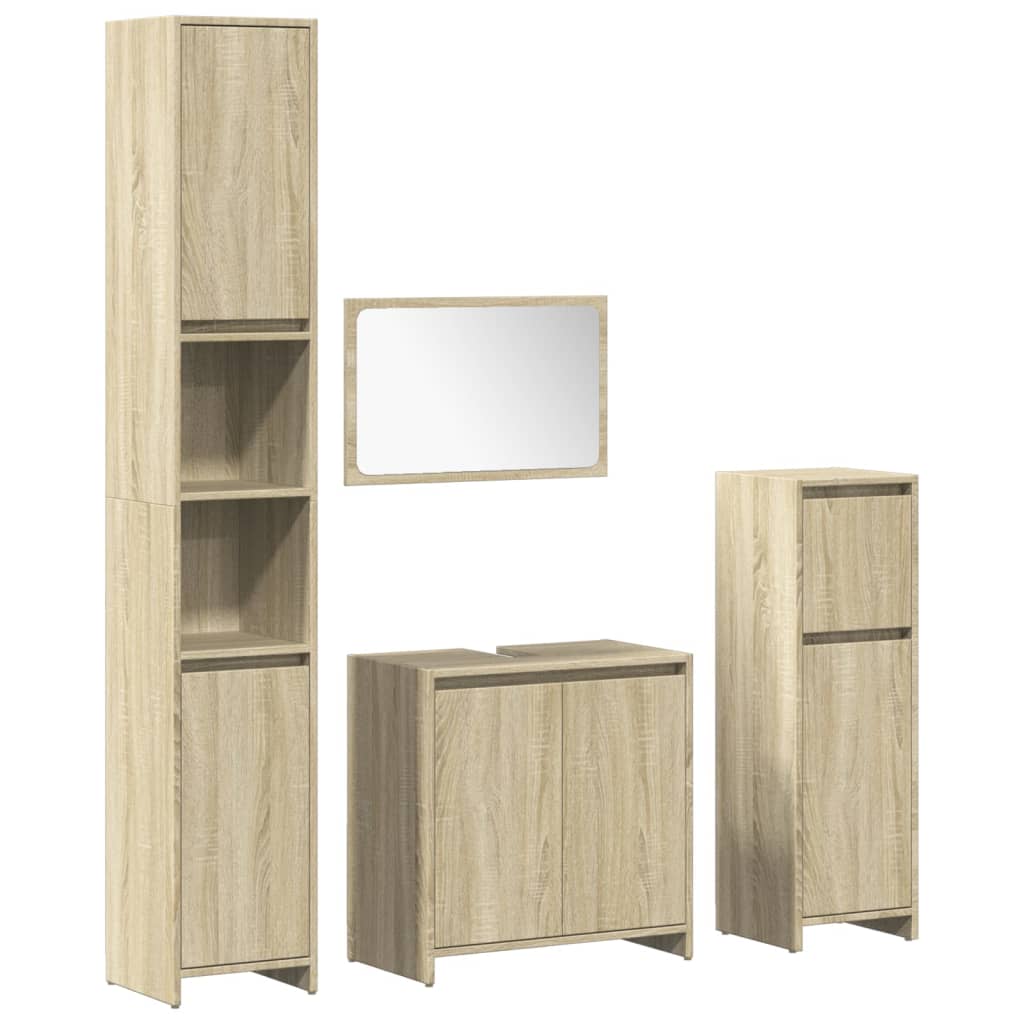 Set Mobili da Bagno 4 pz Rovere Sonoma in Legno Multistrato | homemem39