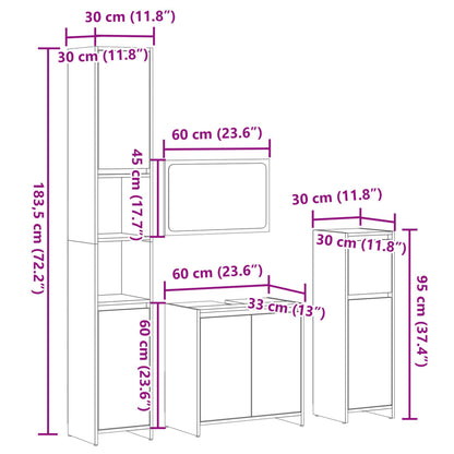Set Mobili da Bagno 4 pz Rovere Sonoma in Legno Multistrato | homemem39