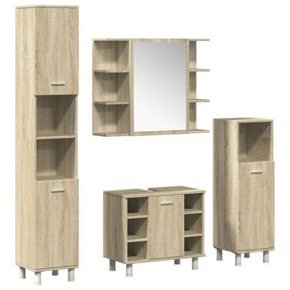 Set Mobili da Bagno 4 pz Rovere Sonoma in Legno Multistrato