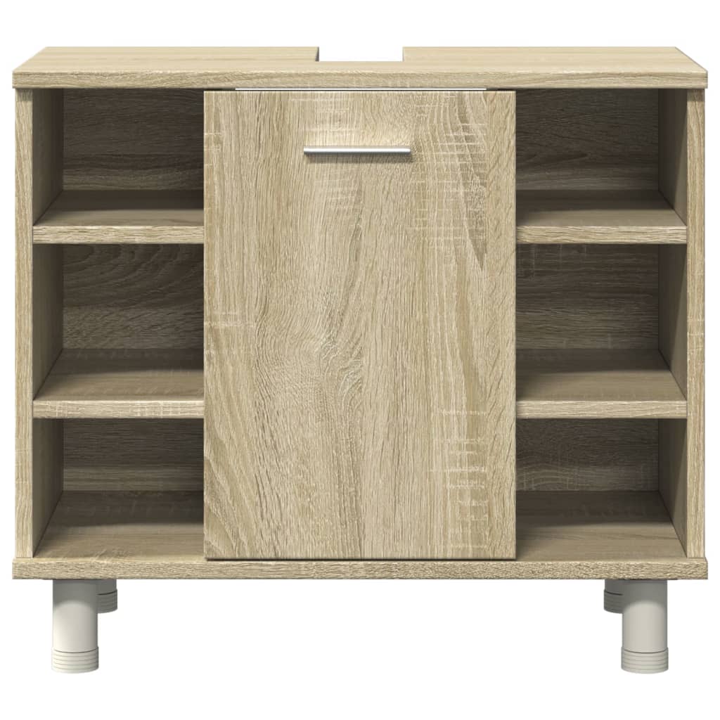 Set Mobili da Bagno 4 pz Rovere Sonoma in Legno Multistrato