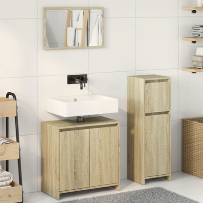 Set Mobili da Bagno 3 pz Rovere Sonoma in Legno Multistrato | homemem39