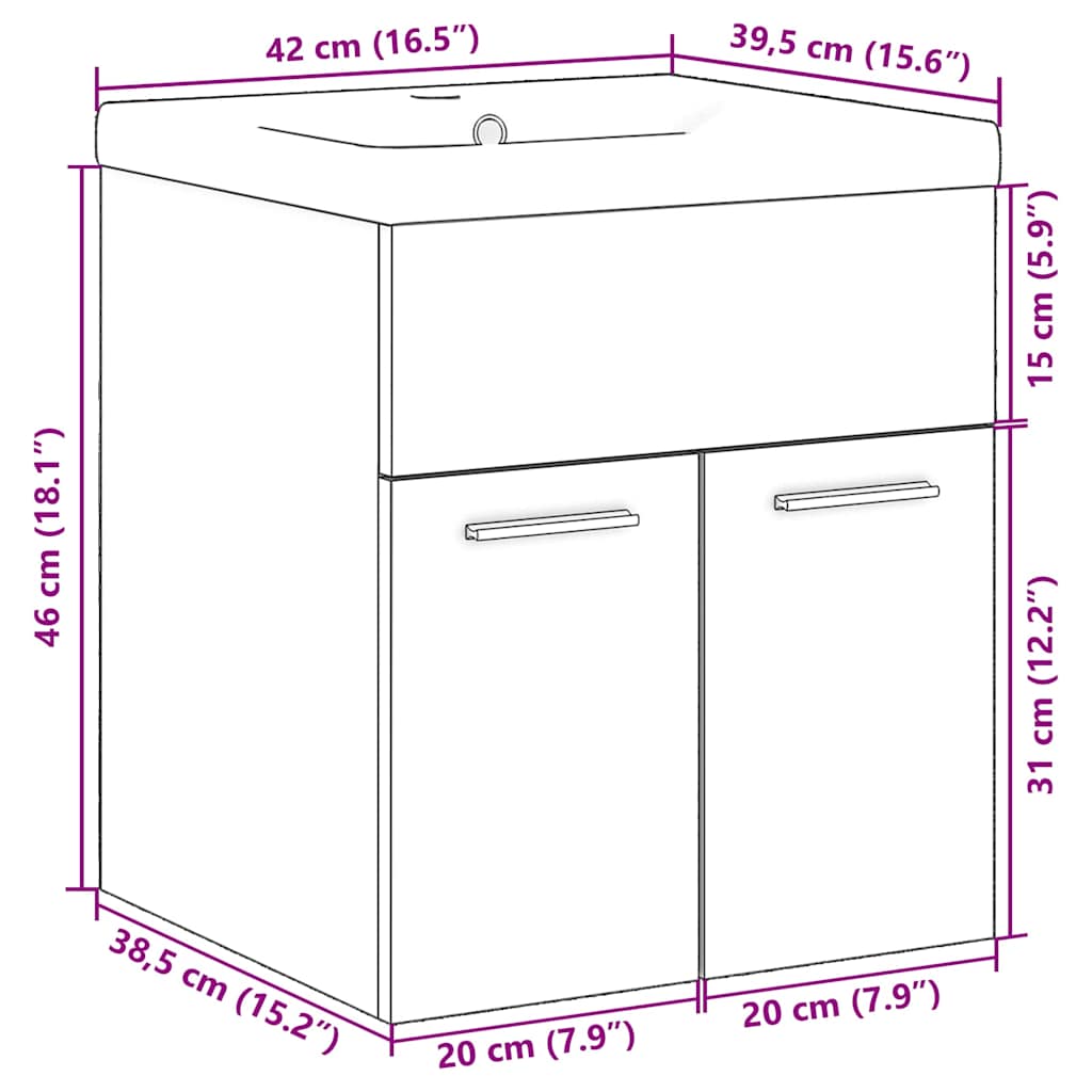 Set Mobili da Bagno 2 pz Rovere Sonoma in Legno Multistrato | homemem39