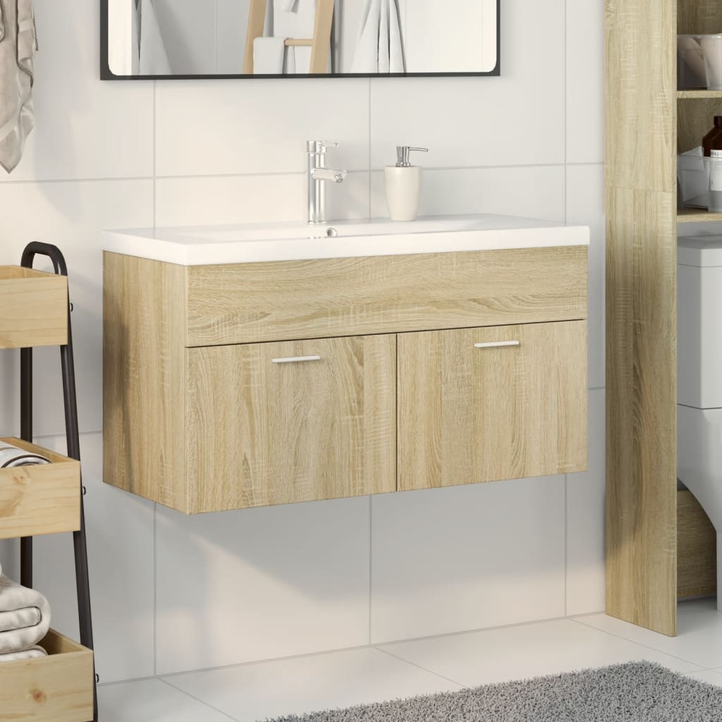 Mobile da Bagno con Lavabo Integrato Rovere Sonoma | homemem39