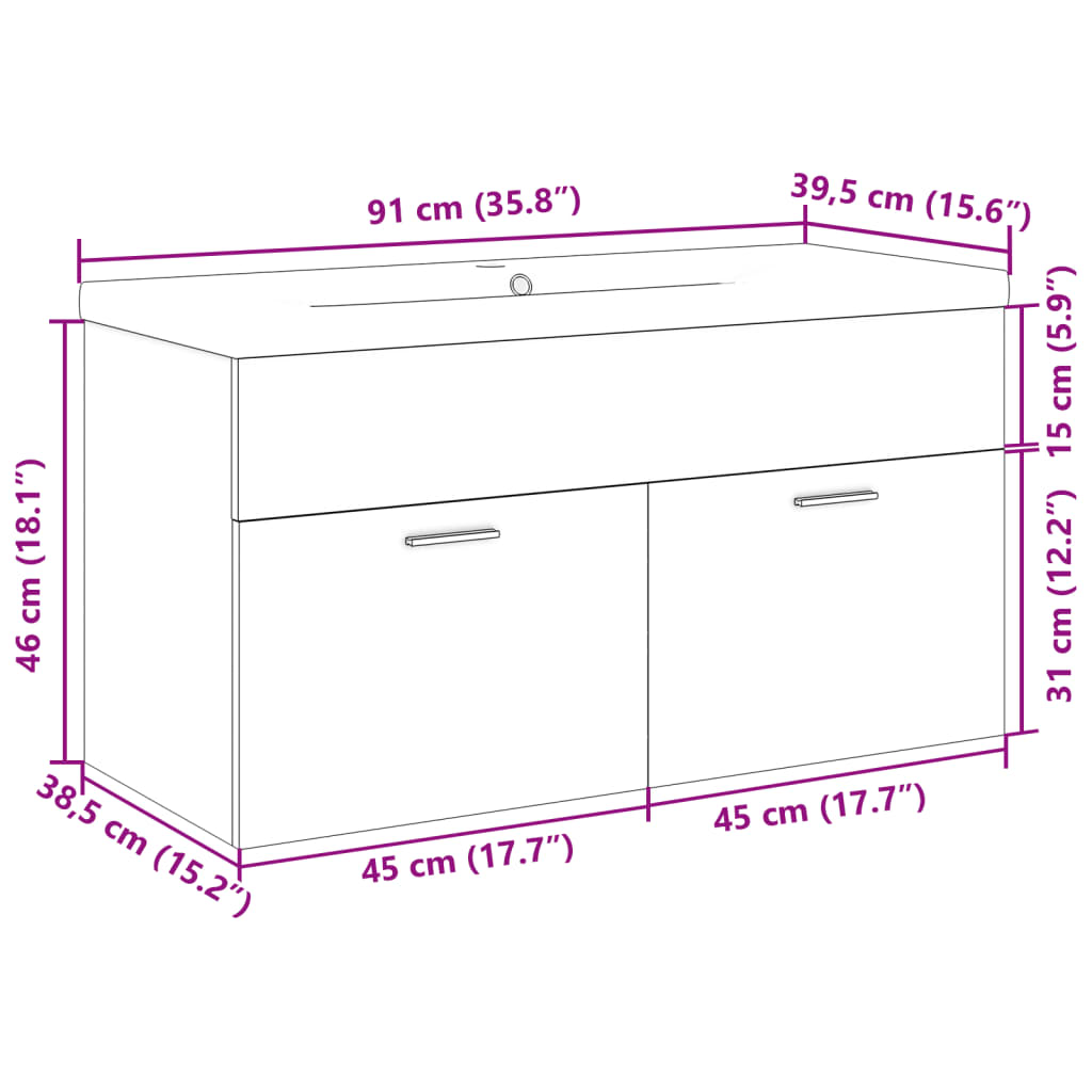 Mobile da Bagno con Lavabo Integrato Rovere Sonoma | homemem39