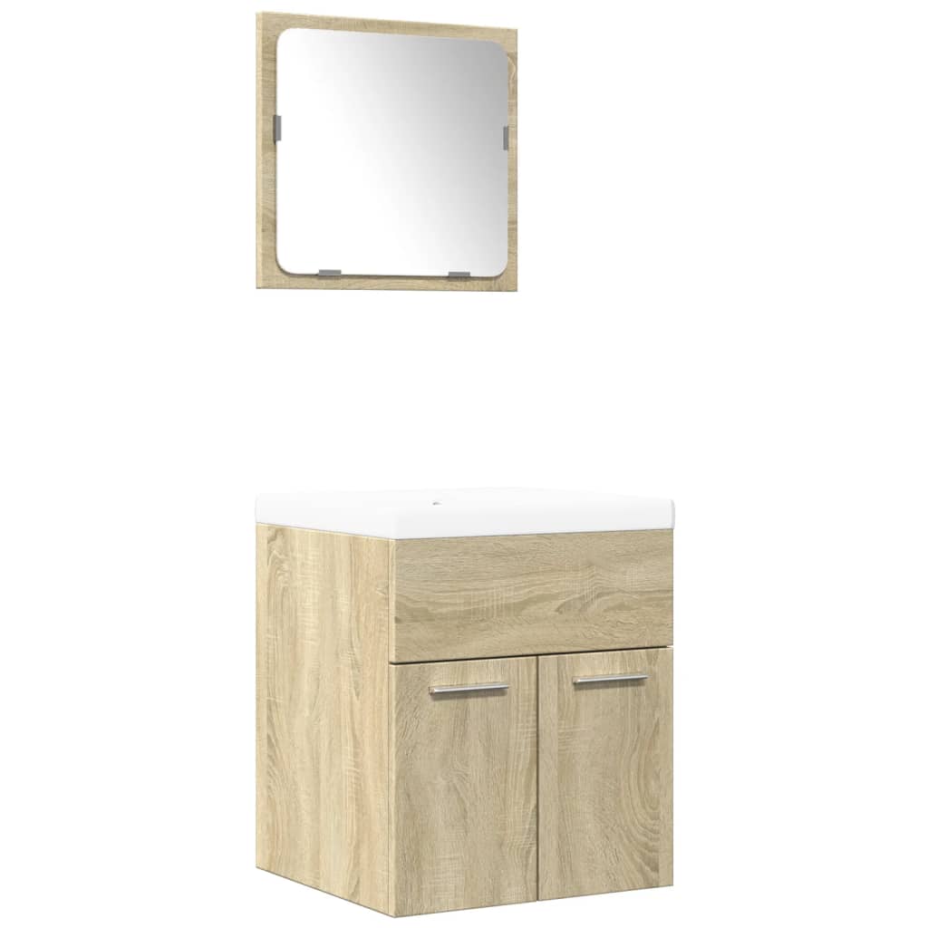 Set Mobili da Bagno 3 pz Rovere Sonoma in Legno Multistrato | homemem39