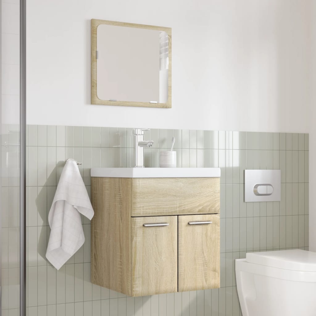 Set Mobili da Bagno 3 pz Rovere Sonoma in Legno Multistrato | homemem39