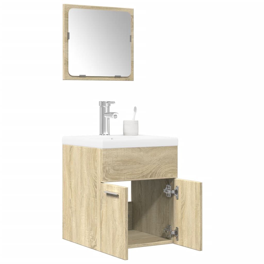 Set Mobili da Bagno 3 pz Rovere Sonoma in Legno Multistrato | homemem39