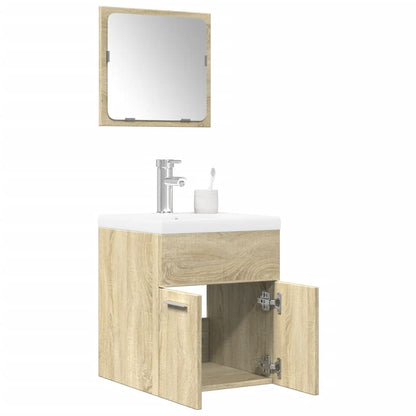 Set Mobili da Bagno 3 pz Rovere Sonoma in Legno Multistrato | homemem39
