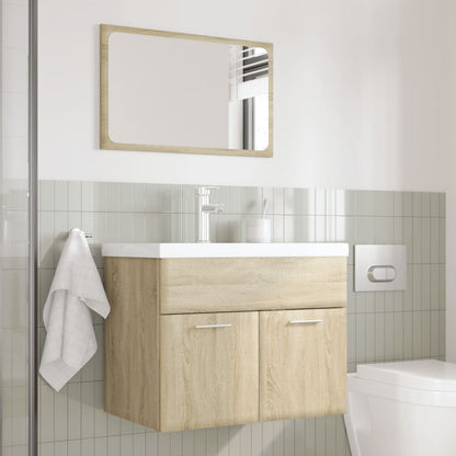 Set Mobili da Bagno 3 pz Rovere Sonoma in Legno Multistrato