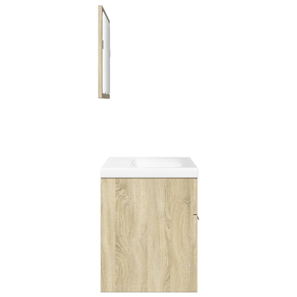 Set Mobili da Bagno 3 pz Rovere Sonoma in Legno Multistrato